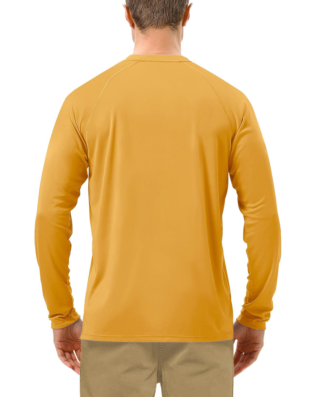 Roadbox Mens UPF 50+ Long Sleeve SPF Diving Rash Guard UV Sun Protection Shirts for Outdoor Fishing Hiking Swimming Running Golden Yellow