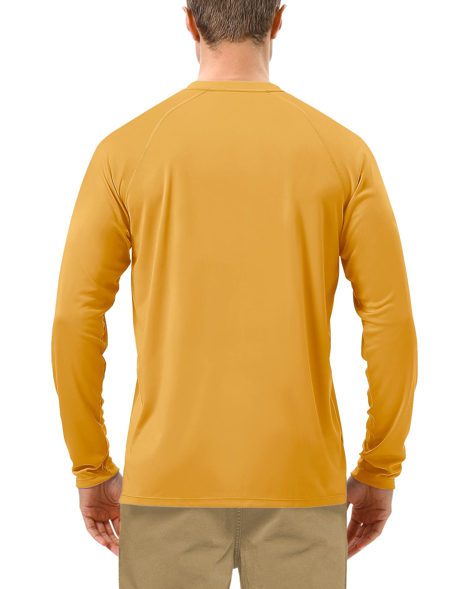 Roadbox Mens UPF 50+ Long Sleeve SPF Diving Rash Guard UV Sun Protection Shirts for Outdoor Fishing Hiking Swimming Running Golden Yellow