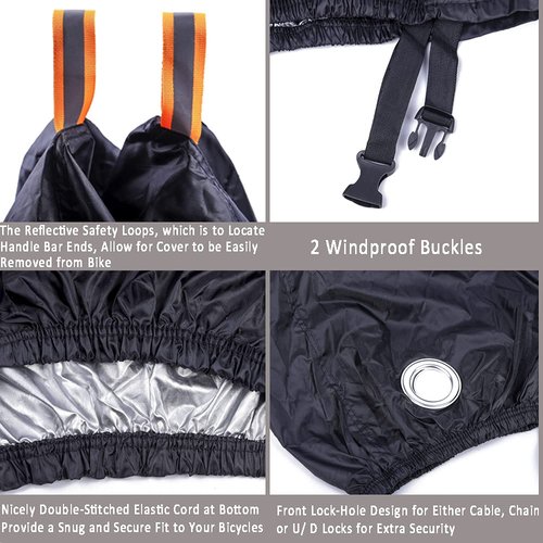 ZCOINS High-Density Bike Cover Waterproof Outdoor for 1 or 2 Bikes, 210D Lightweight Durable Bicycle Cover for Outside Storage, UV Resistant Dustproof Protection for Mountain Road Bike Ebike