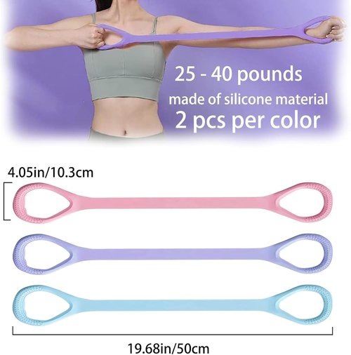 Figure 8 Resistance Bands - Versatile Yoga & Pilates Stretching Equipment for Full-Body Workouts | 6 Pack