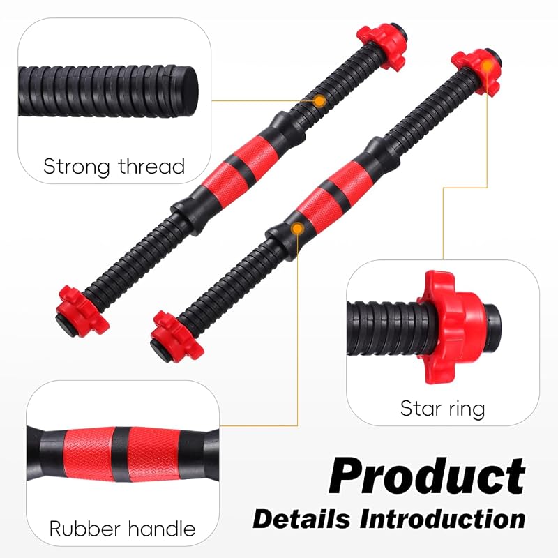 2Pcs Dumbbell Bars for Gym – 40cm Weight Lifting Bars with Knurl Grip