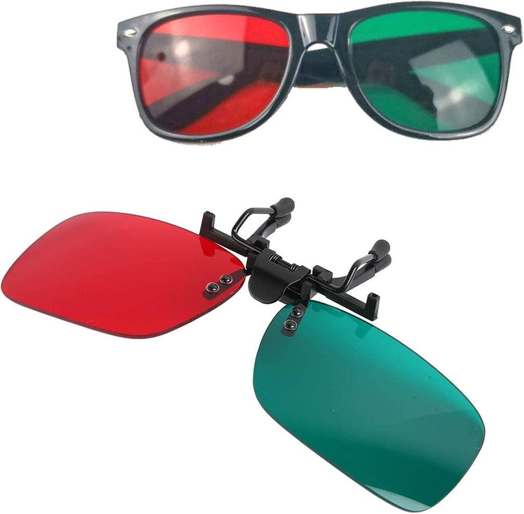 Skiennix Red Green Glasses - Amblyopia Vision Correction with Protective Glasses Box | Left Green, Right Red