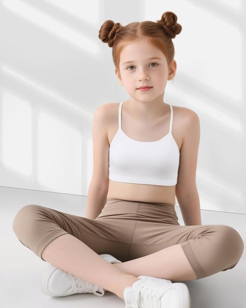 iMuchic Girls Sports Bra Spaghetti Strap Y Back Racerback Training Bra for Girls with Removable Padding White