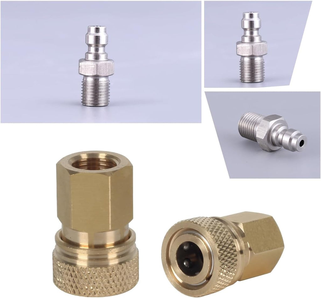 Skiennix 8mm Quick Disconnect to 1/8 NPT Adapter Set - High Pressure Air Compressor Connector