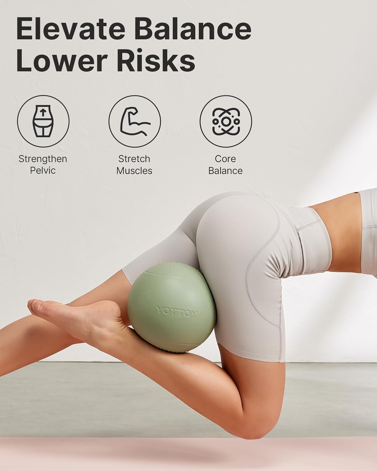 YOTTOY 9-Inch Pilates Ball - Anti-Burst Small Exercise Ball for Yoga, Physical Therapy & Home Workouts