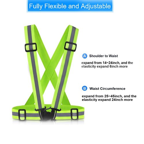 SAWNZC Reflective Vest Running Gear, 2Pack High Visible Safety VES for Cycling Jogging Running Walking, Adjustable for Men Women Kids