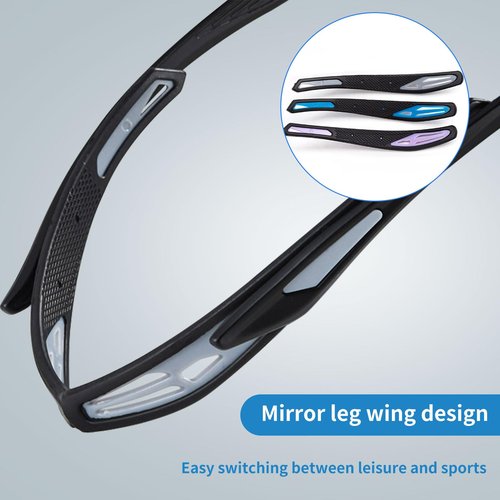 Sports Goggles Glasses Football Soccer Safety Glasses Goggles Adjustable Strap Interchangeable Temples for Men Youth (GWM681 Black)