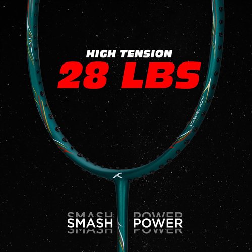 HUNDRED POWERTEK 900 Full Graphite Badminton Racquet with Cover (Emerald) | for Intermediate Player | Weight: 84 Gram | Maximum String Tension: 26lbs