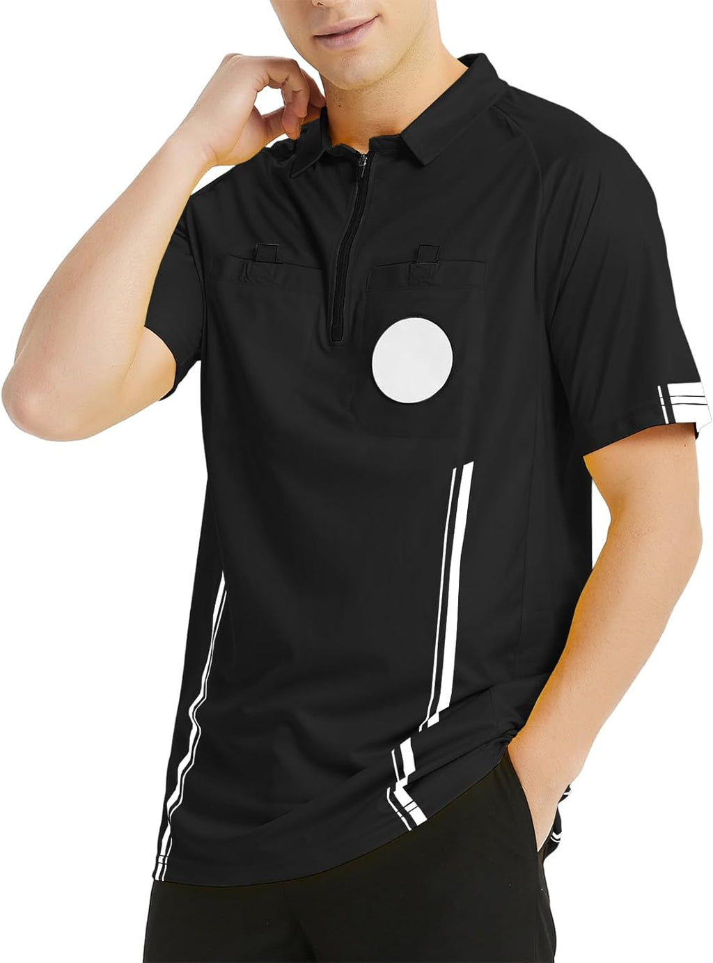 TopTie Men's Soccer Referee Jersey - Pro Short Sleeve Official Shirt for Comfort & Performance