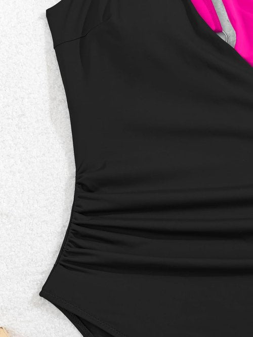 Aidonger One Shoulder One-Piece Swimsuit - Cutout Tummy Control Bathing Suit for Women