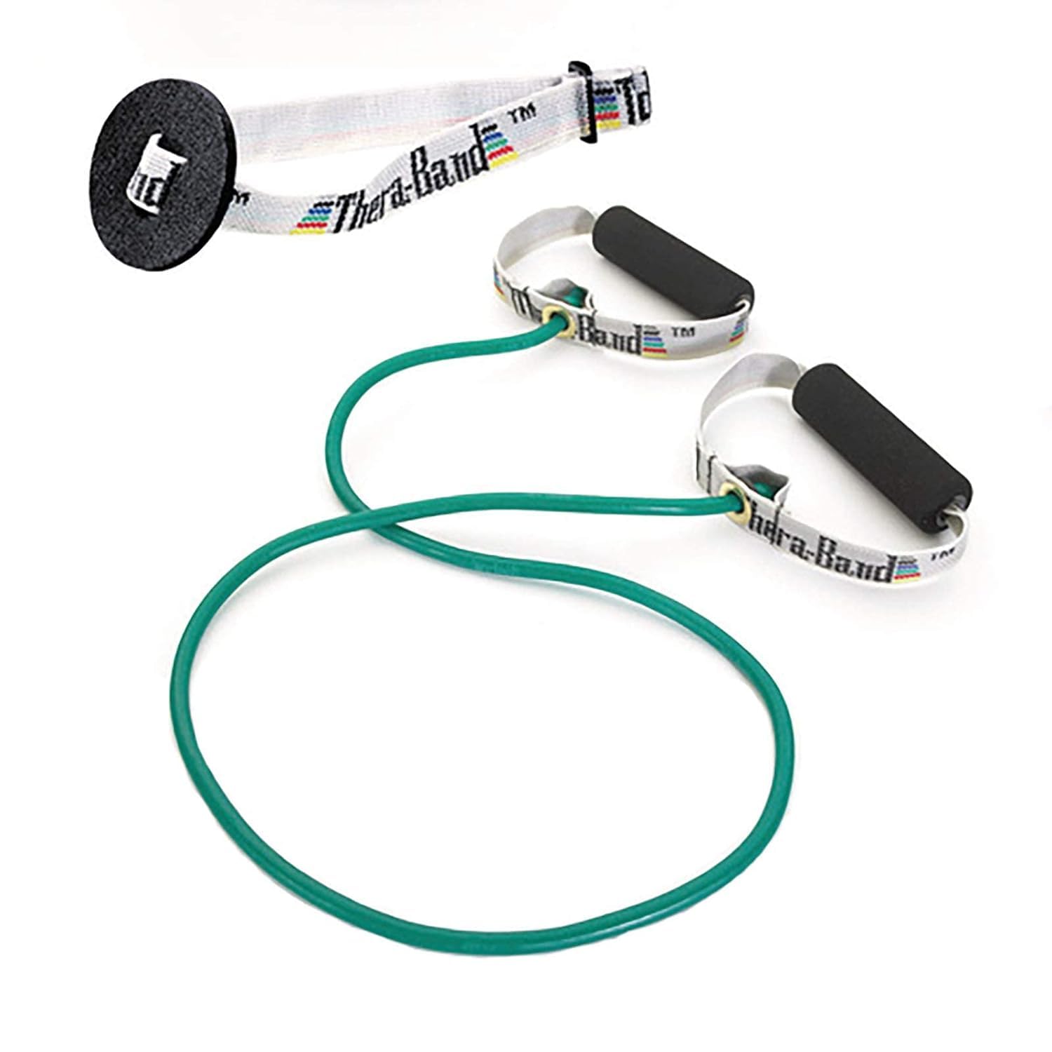 TheraBand Resistance Tubing - Heavy Green Exercise Bands with Soft Handles | 48" for Upper & Lower Body Workouts