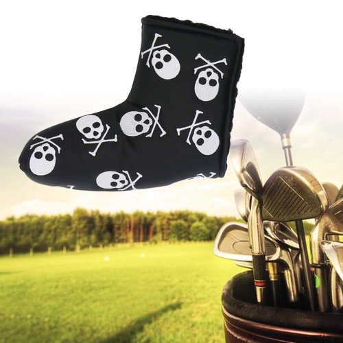 Seacloud Golf Head Cover Blade Putter Cover Skull Pattern Wtih V- Headcover Black