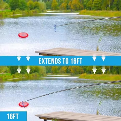 MD 5 in 1 Extendable Disc Golf Retriever (16FT) Telescopic Disc Golf Retriever-Disc Retriever with Stainless Steel Frame Multiple Hooks & Carry Bag-Disc Golf Retriever Pole for Tree Bushes & water