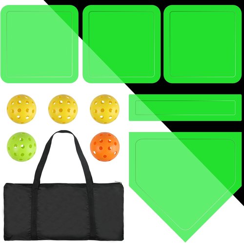 Baseball & Softball 5-Piece Base Set - Durable Rubber Bases for Kids & Adults | Includes Training Balls & Storage Bag
