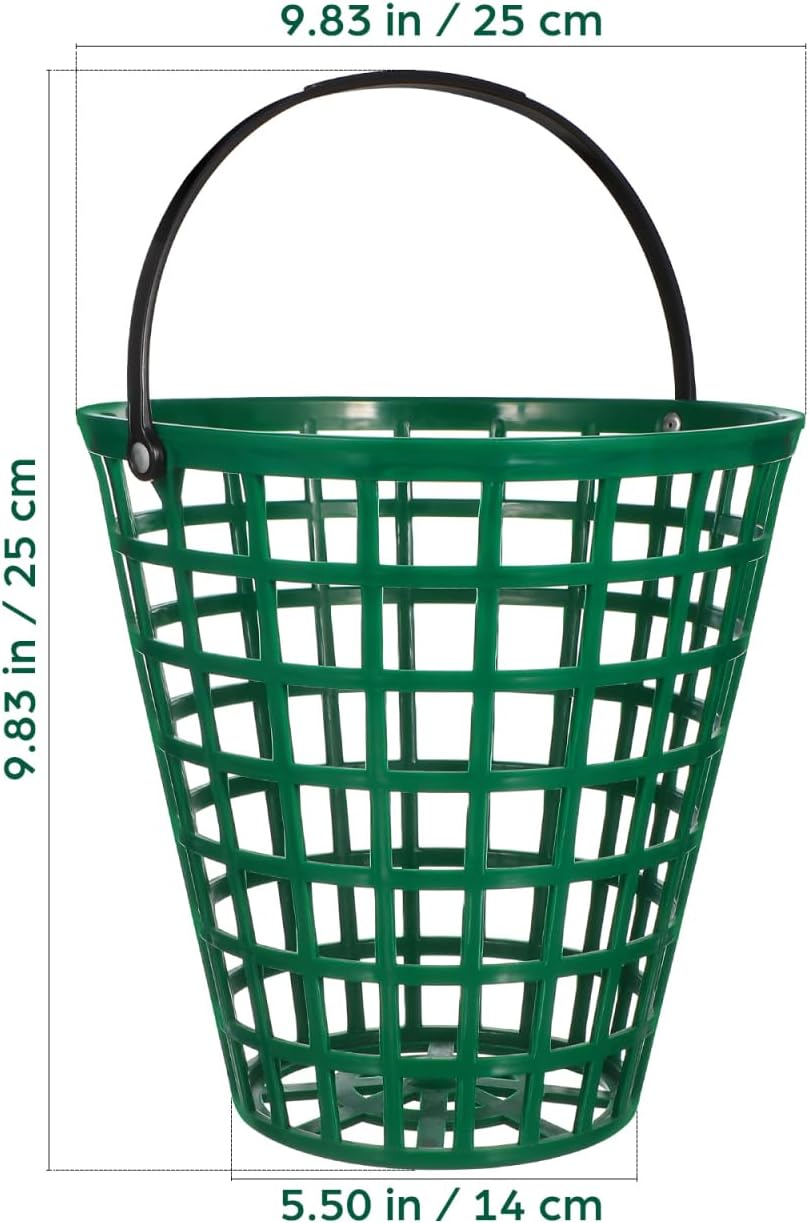 VANZACK Golf Ball Basket - Durable Plastic Container with Handle | Holds 100 Balls - Green
