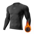 ROCKBROS Cycling Thermal Long Sleeve Shirts Men Wicking Compression Fleece Undershirt Base Layer for Ski Workout Black