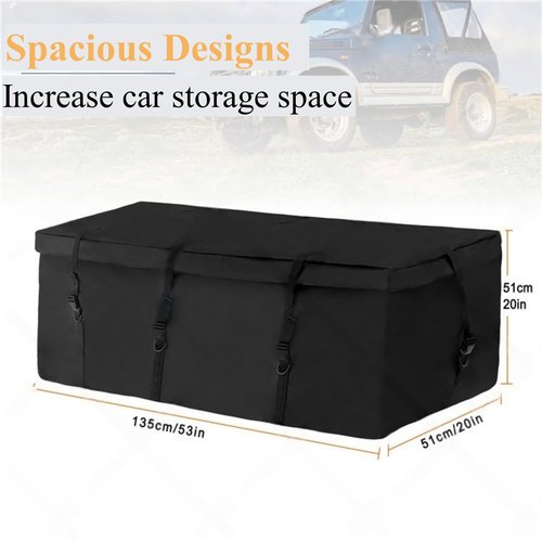 Hitch Cargo Carrier Bag 53.15"*20.08"*20.08" Waterproof Cargo Bag Rainproof Soft-Shell Safe Carriers with 8 Reinforced Straps for Vans Truck Pickup