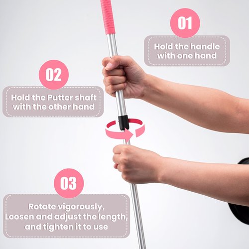 Libima Pink Golf Putter for Kids Adjustable Golf Clubs Right or Left Handed Putter with 6 Pink PU Balls for Teen Girls Junior Beginners Indoor Outdoor Green Club Practice