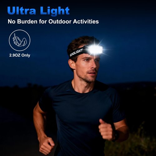 Elmchee Rechargeable Headlamp 2 Pack, 2500 Lumen Bright 8 LED Headlight, 10 Modes Adjustable Motion Sensor, USB-C Waterproof Head Flashlight, Outdoor Hiking Camping Fishing (8 Led Headlamp)