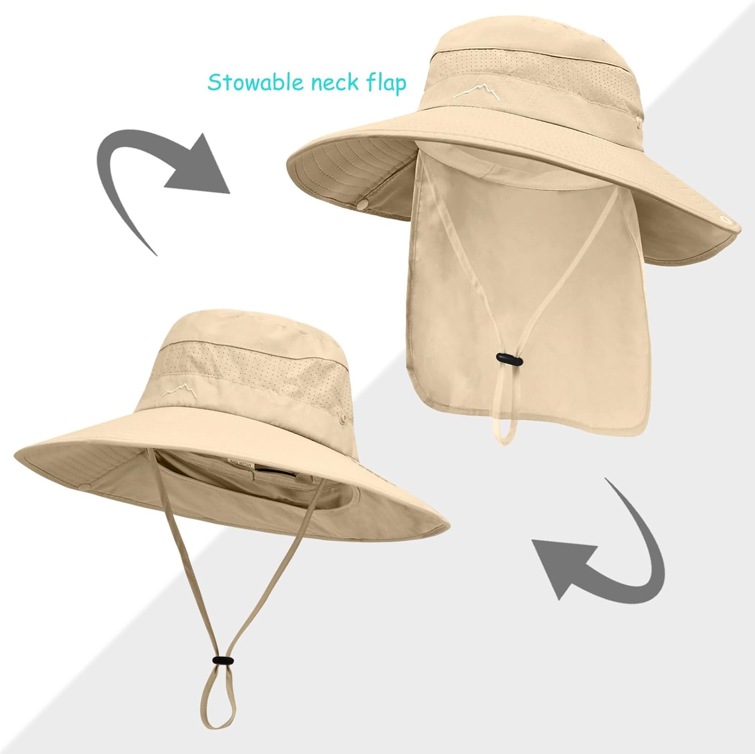 Sun Hats | UPF 50+ Protection Safari Hat for Men & Women - Wide Brim Fishing Hat with Neck Flap