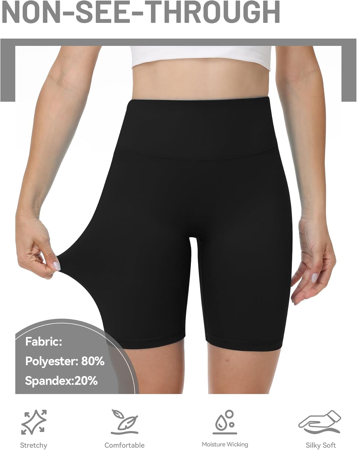 Runhit Biker Shorts for Women - High Waisted No Front Seam Gym & Yoga Spandex Shorts | Tummy Control, 3''/5''/8''