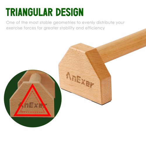 AnExer 40CM Push Up Bars Stands with Non-Slip Base, 2 PCS Wooden Parallettes Handle Stands Grip for Men Strength Training, Planks Calisthenics