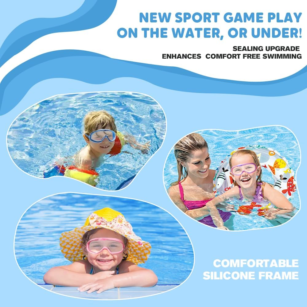 Skiennix Kids Swimming Goggles - Waterproof & Anti-Fog Design | Large Frame for Ages 2-14