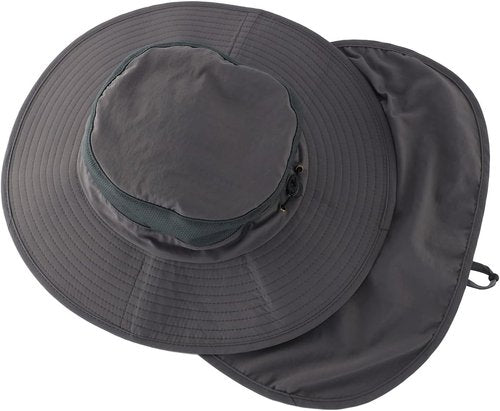 Home Prefer UPF50+ Mesh Sun Hat - Wide Brim Fishing Hat with Neck Flap for Men & Women