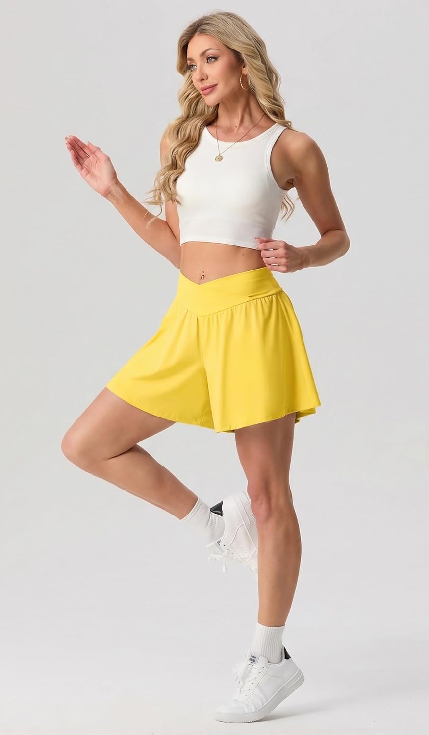 PrinStory Athletic Shorts - High Waisted Lightweight Tennis & Workout Skorts for Women