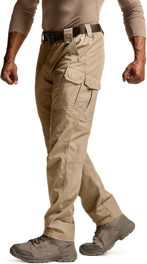 CQR Men's Tactical Pants - Lightweight Water-Resistant Ripstop Cargo for Hiking & Work