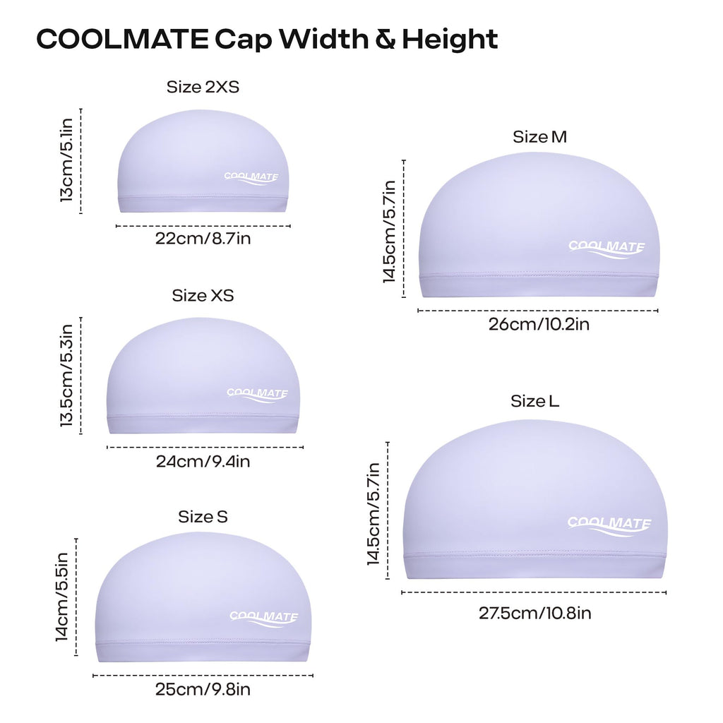 COOLMATE Fabric Swim Cap for Adult Women, Silicone Water Resistant Layer, Cloth Swim Cap Gifts for Swimmers, Lightweight and Comfortable for Pool, Lap Swimming (Light Purple, M)