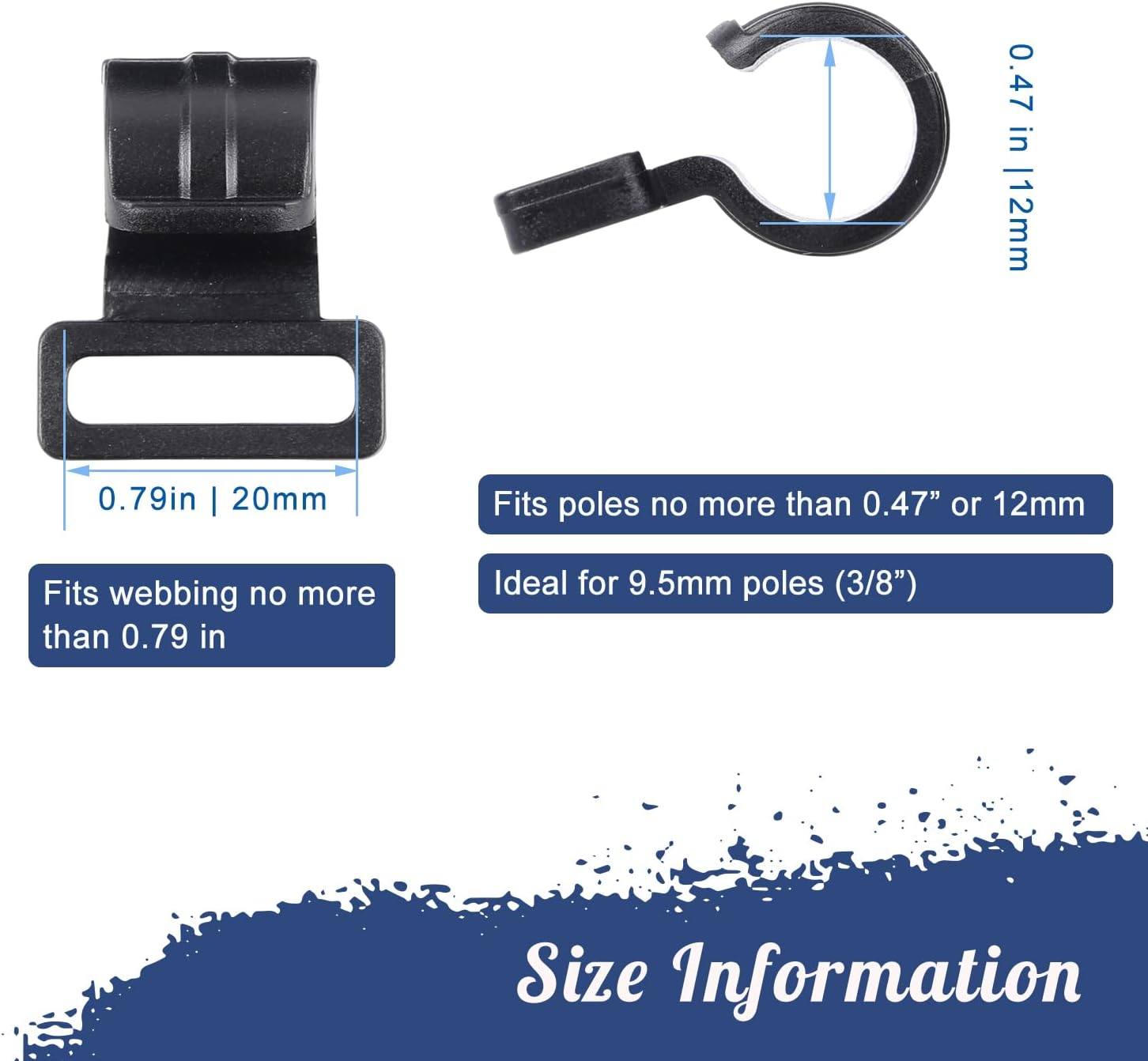 Skiennix Tent Pole C Clips - Durable 20 Pack for 9.5mm (3/8') Poles | Secure Your Tent