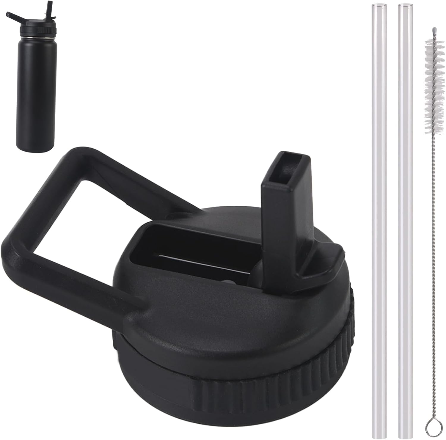 ThermoFlask Straw Lid - Compatible With 18OZ/24OZ/32OZ/40OZ/64OZ Water Bottles | Includes 2 Straws & Brush
