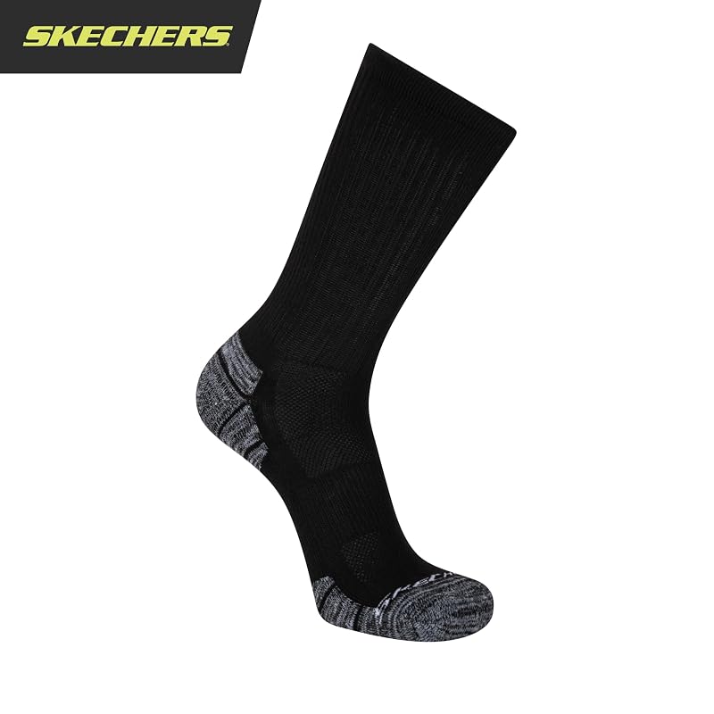 Skechers Men's Cushioned Crew Socks 6-Pack - Black/White, Size 10-13