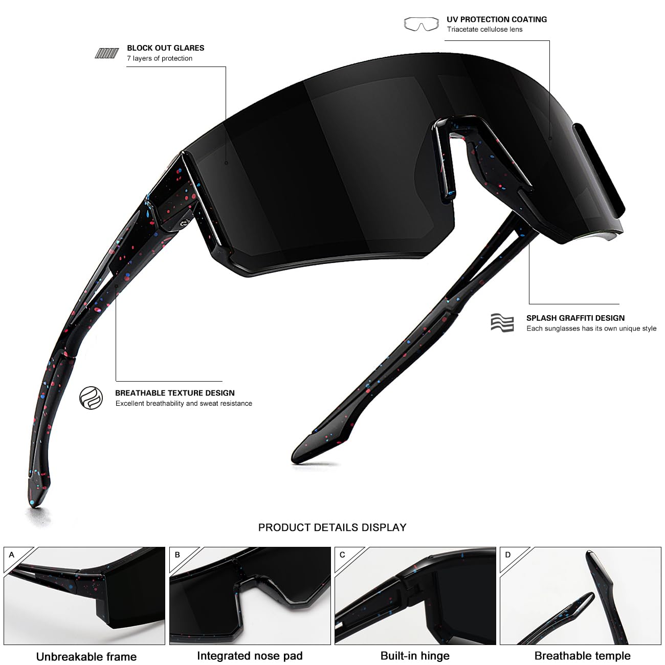 SEKKAF Youth Baseball Sunglasses for Boys Girls Age 6-12 Softball Cycling Sports Sunglasses for Kids Lightweight Frame