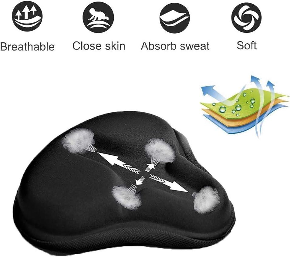 Skiennix Gel Bike Seat Cushion Cover - Comfortable & Breathable for Cruiser & Stationary Bikes | Big Size