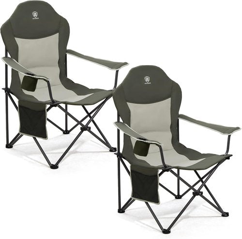 Ever Advanced Camping Chairs - Durable Folding Lawn Chairs for Adults | Supports 400lbs, Green - 2 Pack