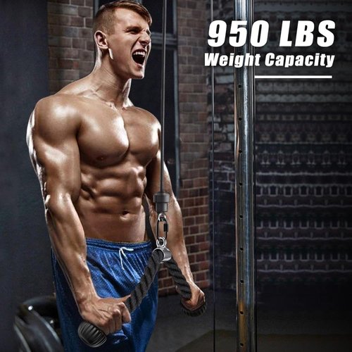Kipika Tricep Rope - Heavy Duty Nylon Cable Machine Attachment with Soft Rubber Ends | Gym Pull Down Rope