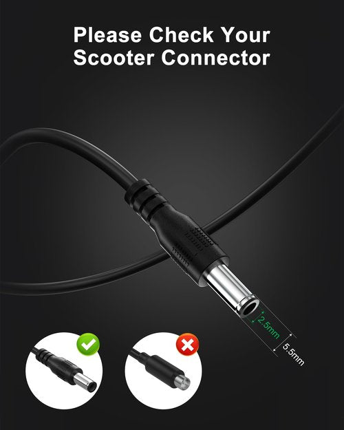 WUKUR 42V 2A Electric Scooter Charger Compatible with Hiboy S2, S2 Lite, S2 Pro,KS4, KS4 Pro, MAX, MAX3, MAX V2, NEX, NEX3, NEX5 36V Lithium-Ion Electric Scooter