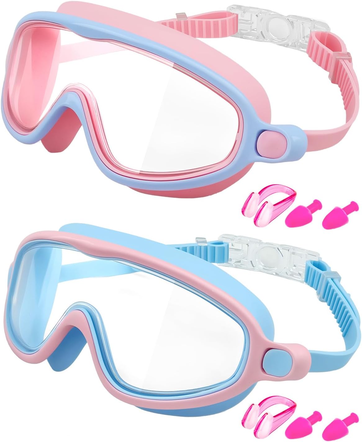 Rantizon Swim Goggles - 2 Pack Wide View Anti-Fog & UV Protection | No Leak Design for Adults & Kids
