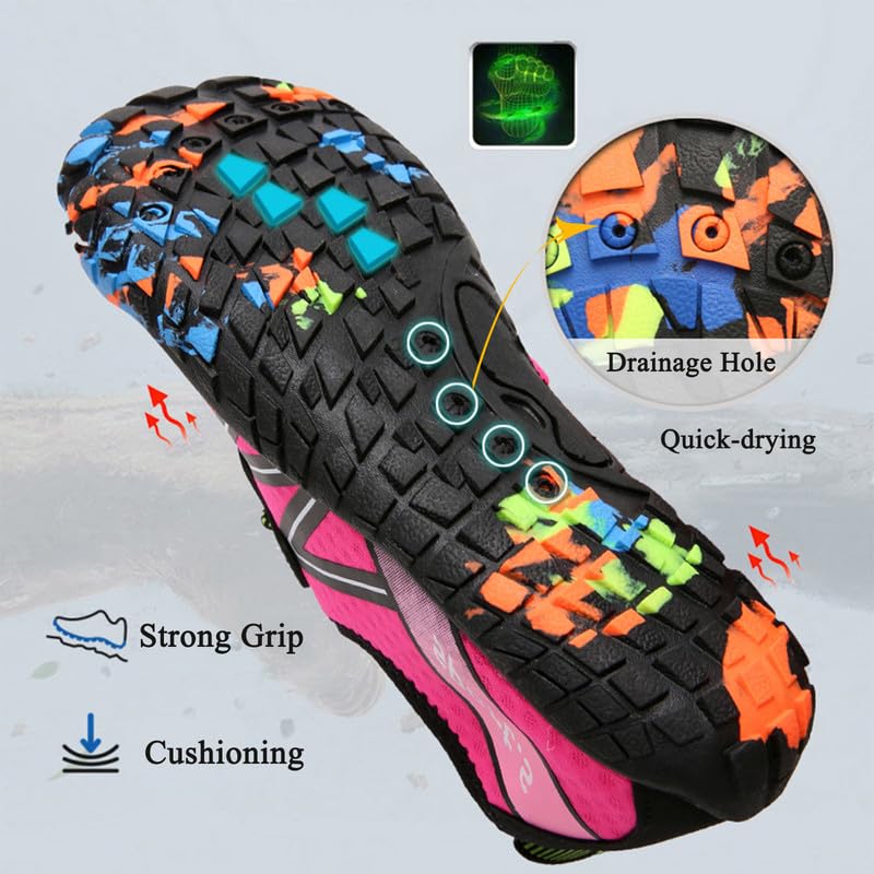 Water Shoes Men Women Barefoot Aqua Swim Pool Beach Quick Dry Shoes - Purple, 8.5 Women/7.5 Men