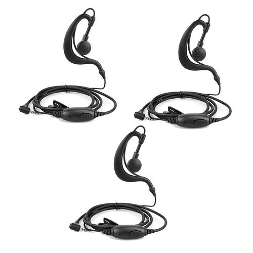 Retevis RT20 2 Way Radio Earpiece 1 Pin 2.5mm with Speaker Mic, Compatible RT20 Walkie Talkies, C Shape Earhook Lightweight Walkie Talkie Earpiece with PTT and Clip(3 Pack)