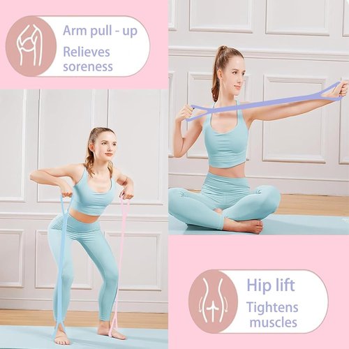 Figure 8 Resistance Bands - Versatile Yoga & Pilates Stretching Equipment for Full-Body Workouts | 6 Pack