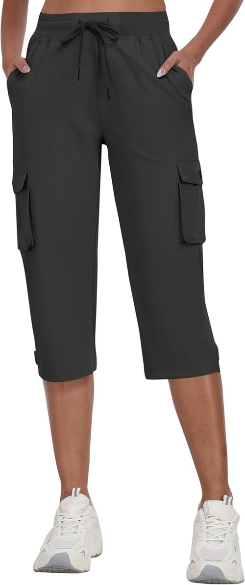 MoFiz Women's Cargo Capris - Lightweight Quick-Dry Travel & Hiking Pants with Pockets