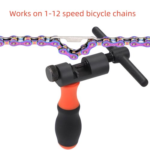 Chrisphil Bicycle Chain Breaker Tool Kit for MTB & Road Bikes – 1-12 Speed Universal – All-in-One Chain Repair Set (Breaker + Pliers + Wear Checker) (Single-Piece Chain Breaker)
