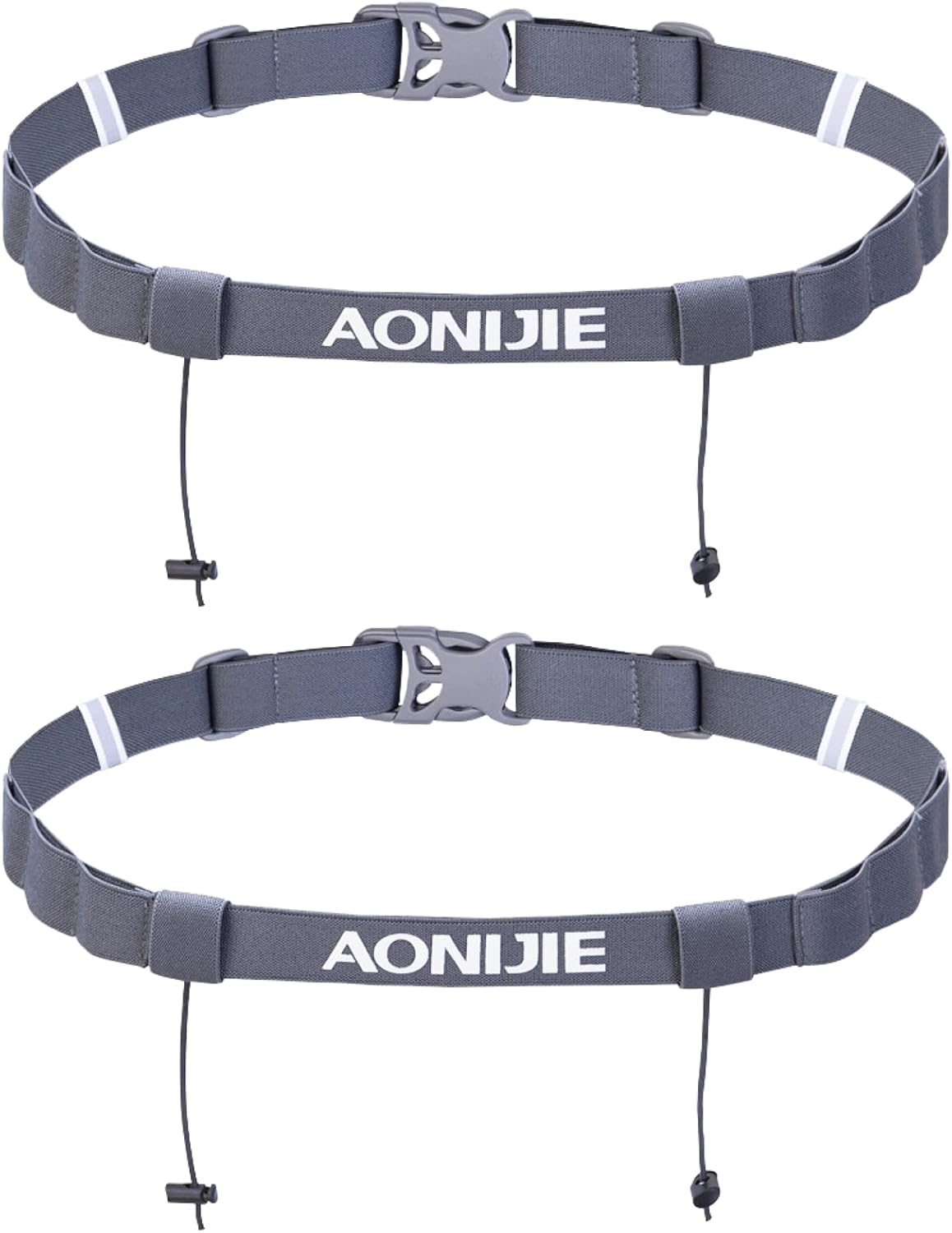 TRIWONDER Race Number Belt - 6 Gel Loops for Triathlon & Marathon | Grey - 2 Pack