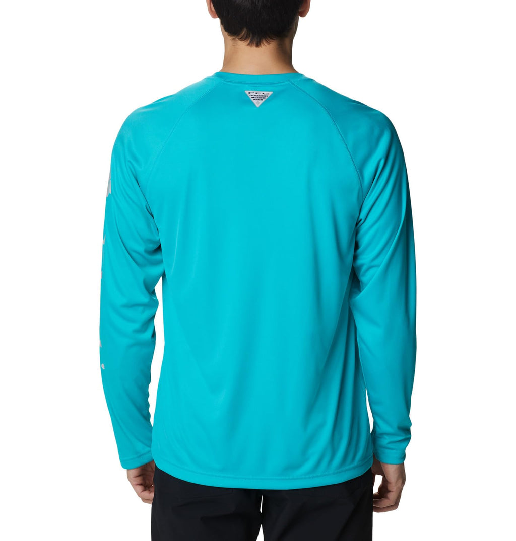 Columbia Men's Terminal Tackle Long Sleeve Shirt, Turquoise/Cool Grey Logo, 4X Big