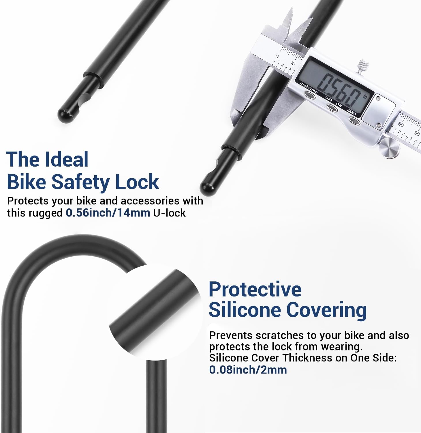 Sportneer Bike Lock - 14mm Keyless Combination U-Lock with 5ft Security Cable | Heavy-Duty Anti-Theft Design, 9.05''x4.9''
