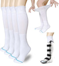 Socks Liner for Orthopedic Walking Boots Walker Brace Shoe,Medical Tube Socks Under Air Cam Walkers and Fracture Boot Cast Surgical leg Cover White 2 Pairs