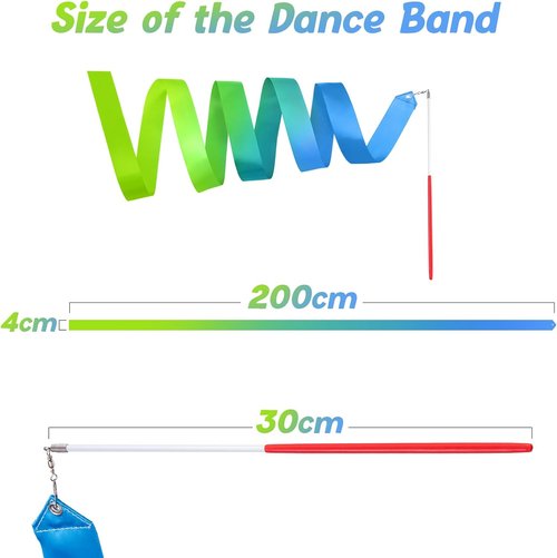 Cikyner Gymnastics Ribbon - 2 Pack Colorful Dance Bands with Sticks | Perfect for Kids' Parties and Games